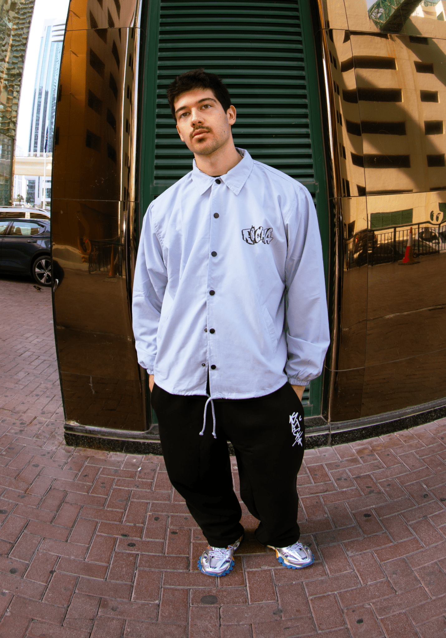 Moroccan Richa Paisley Coach Jacket- Grey