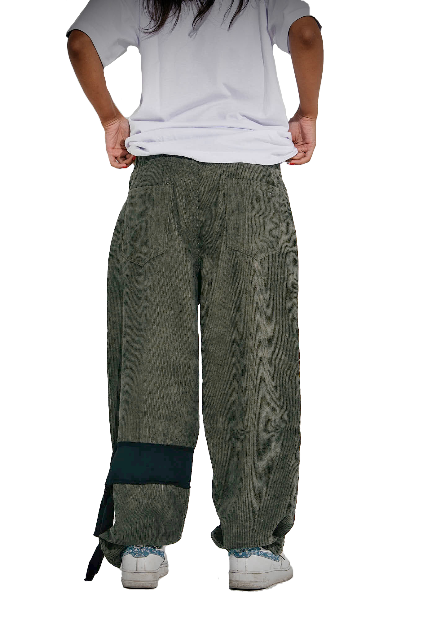 Olive Strapped Corduroy Pants