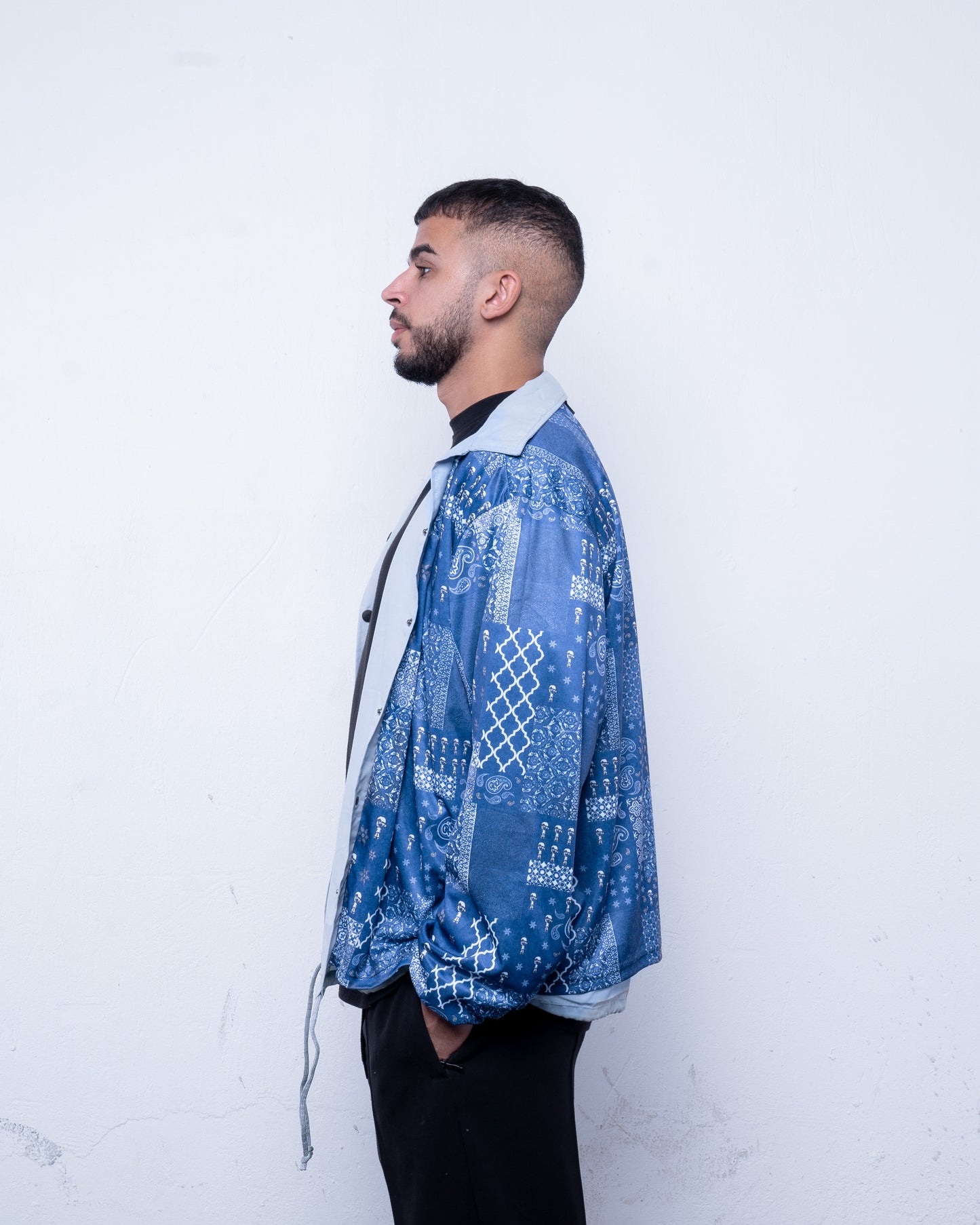 Moroccan Richa Paisley Coach Jacket- Grey