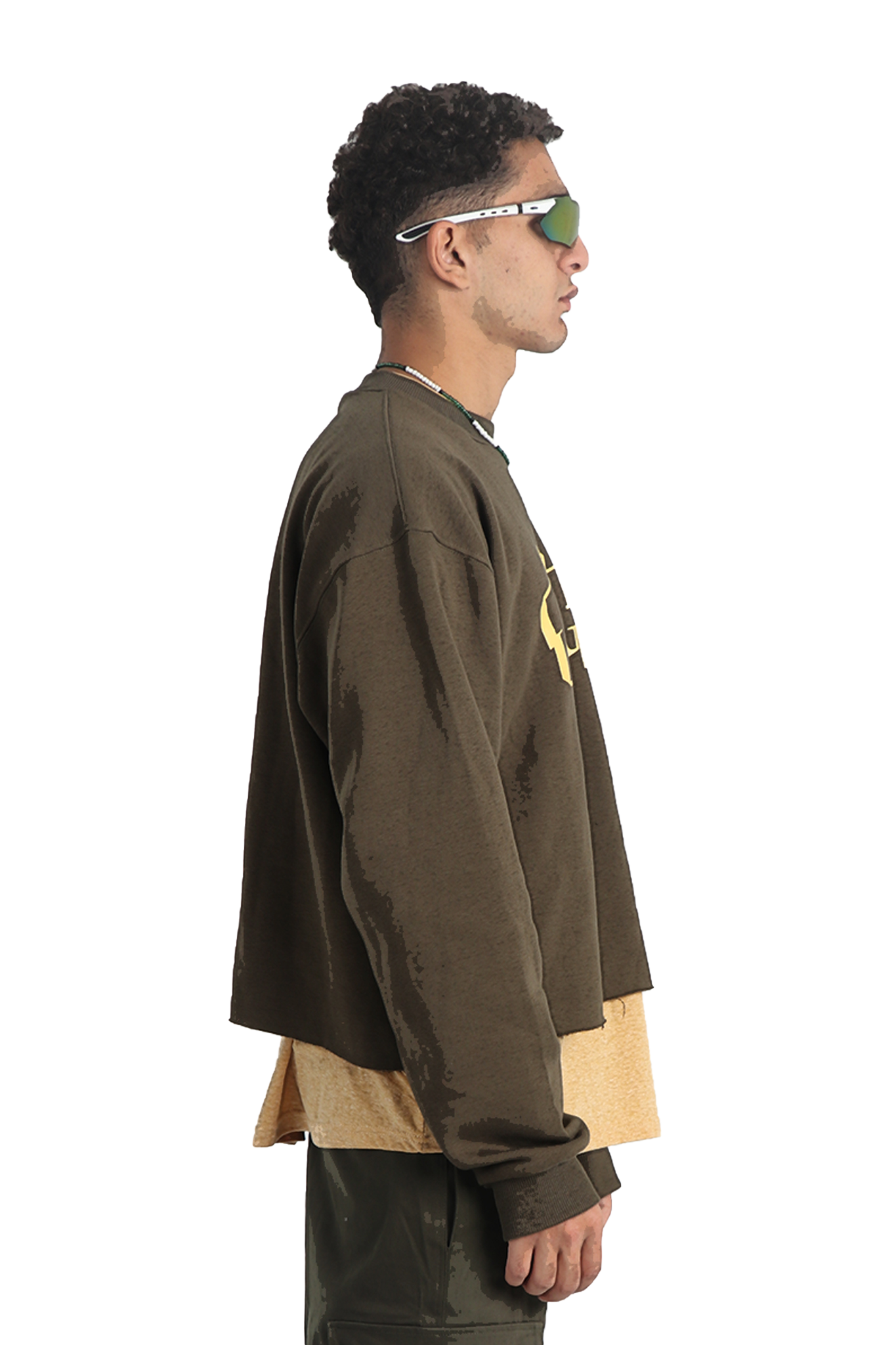 Olive Snipped Crew Neck