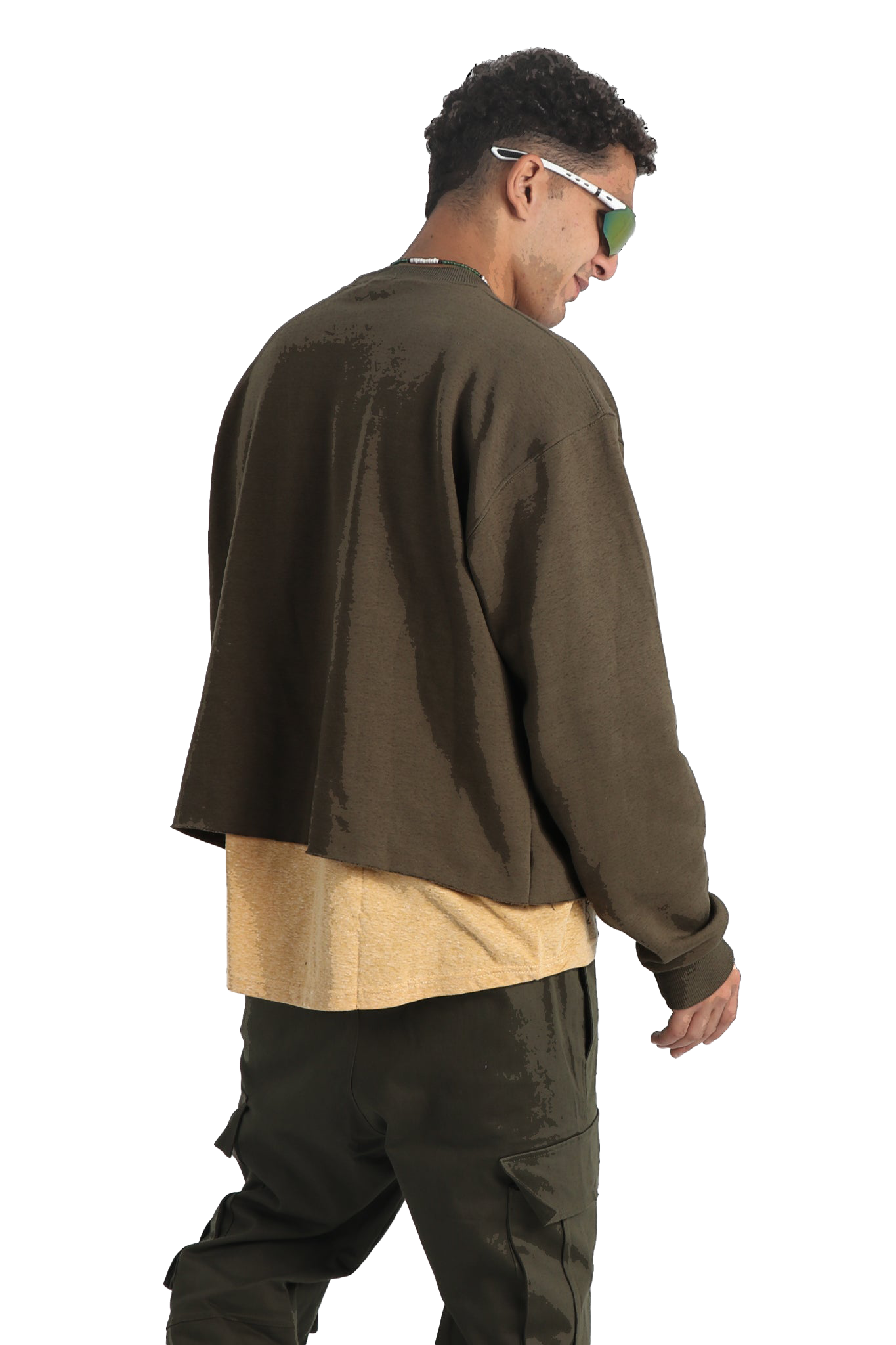 Olive Snipped Crew Neck
