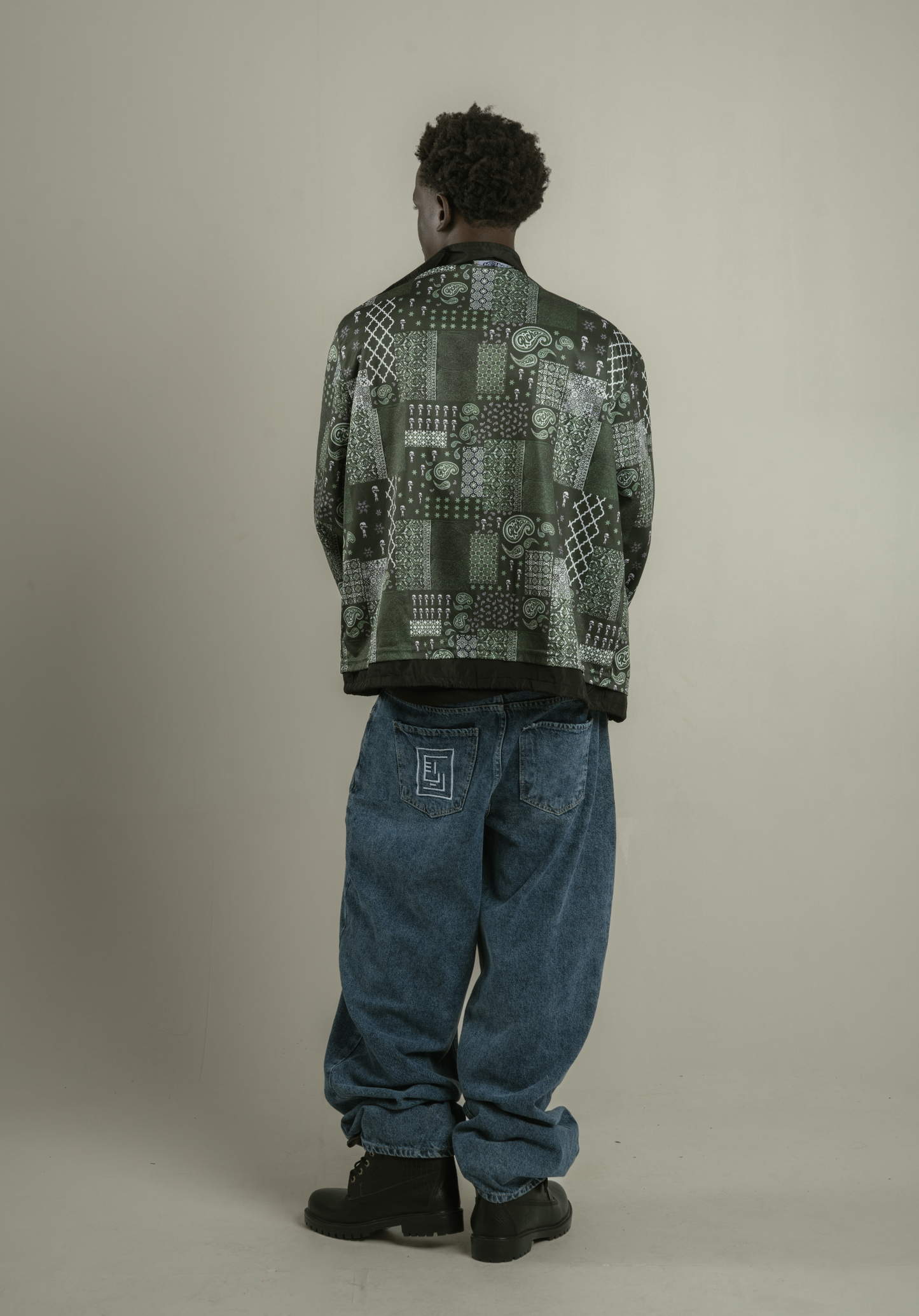 Moroccan Richa Paisley Coach Jacket- Black