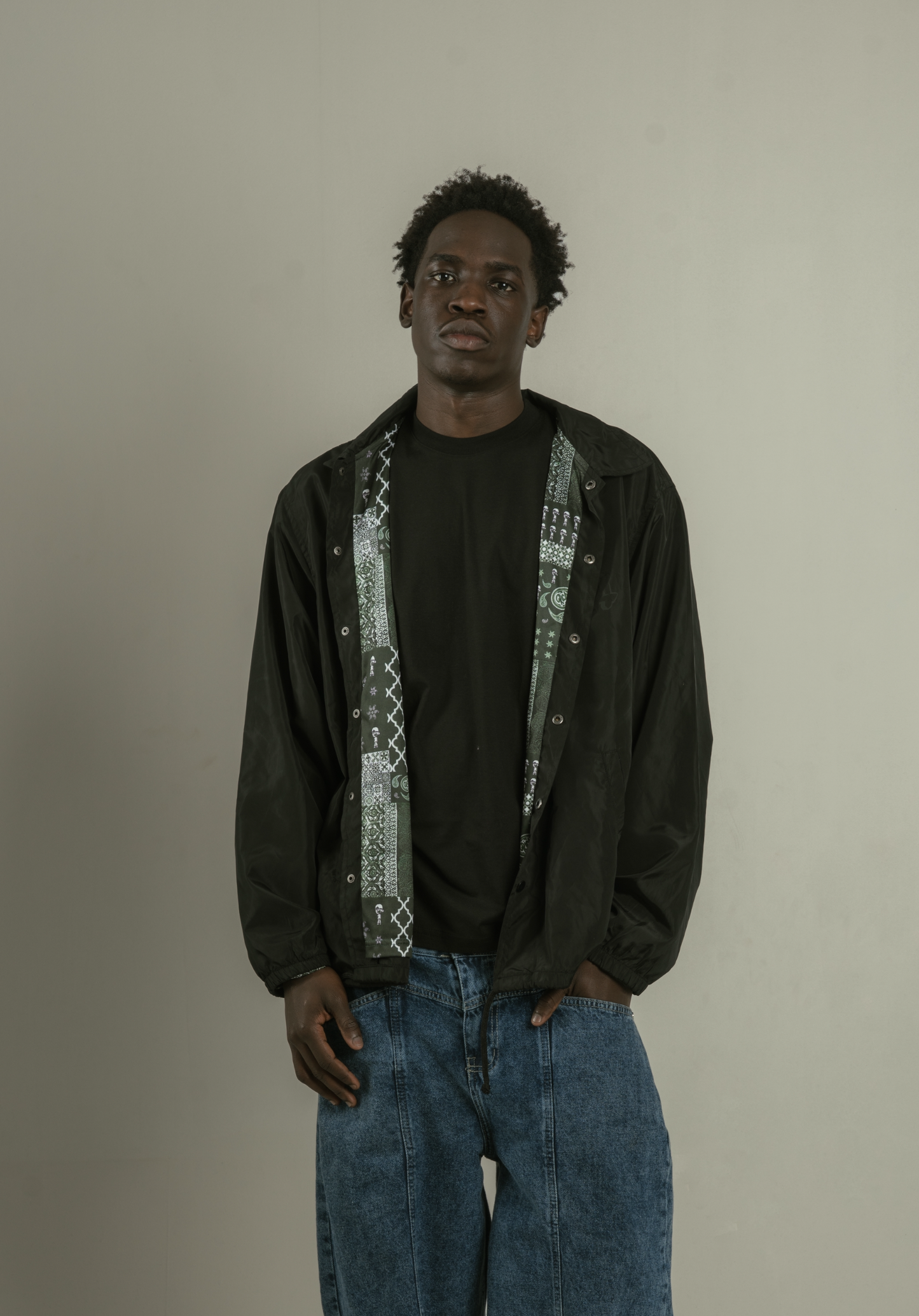 Moroccan Richa Paisley Coach Jacket- Black