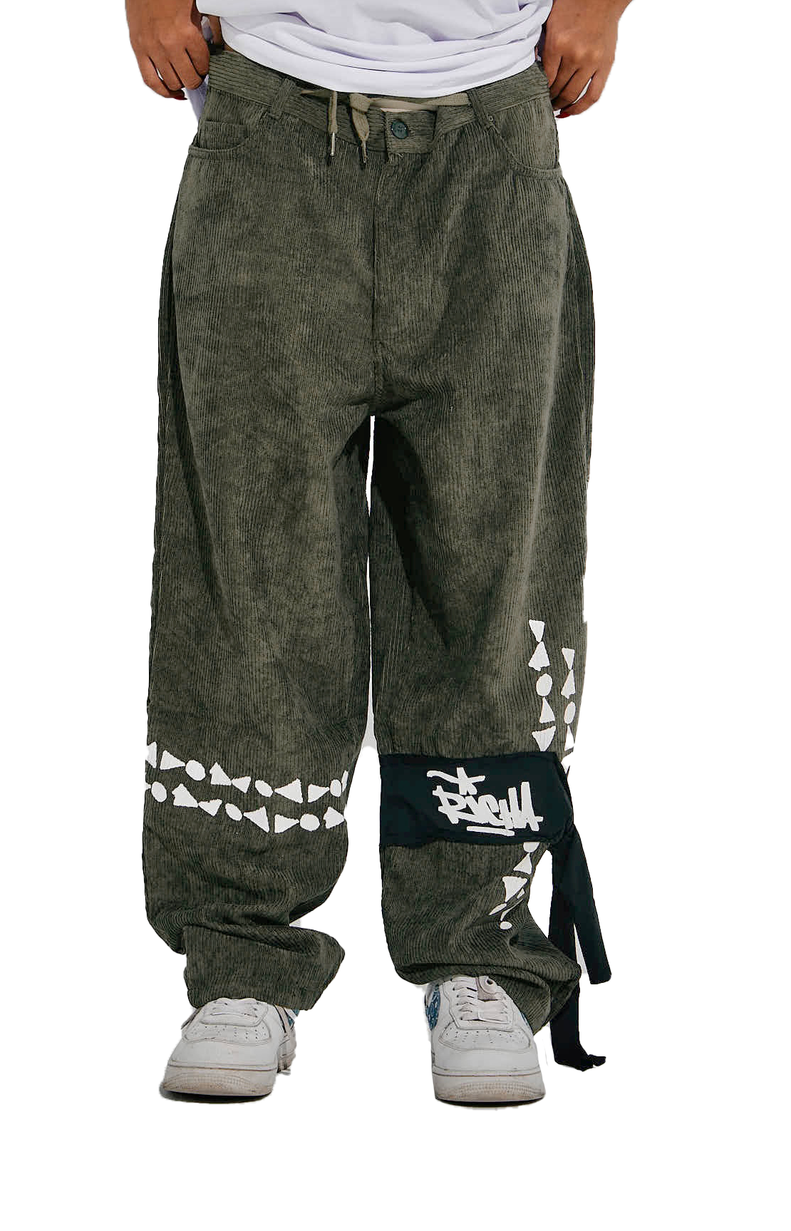 Olive Strapped Corduroy Pants