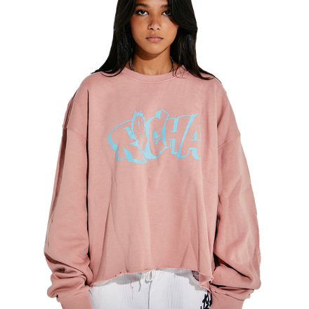 Pink Snipped Crew Neck