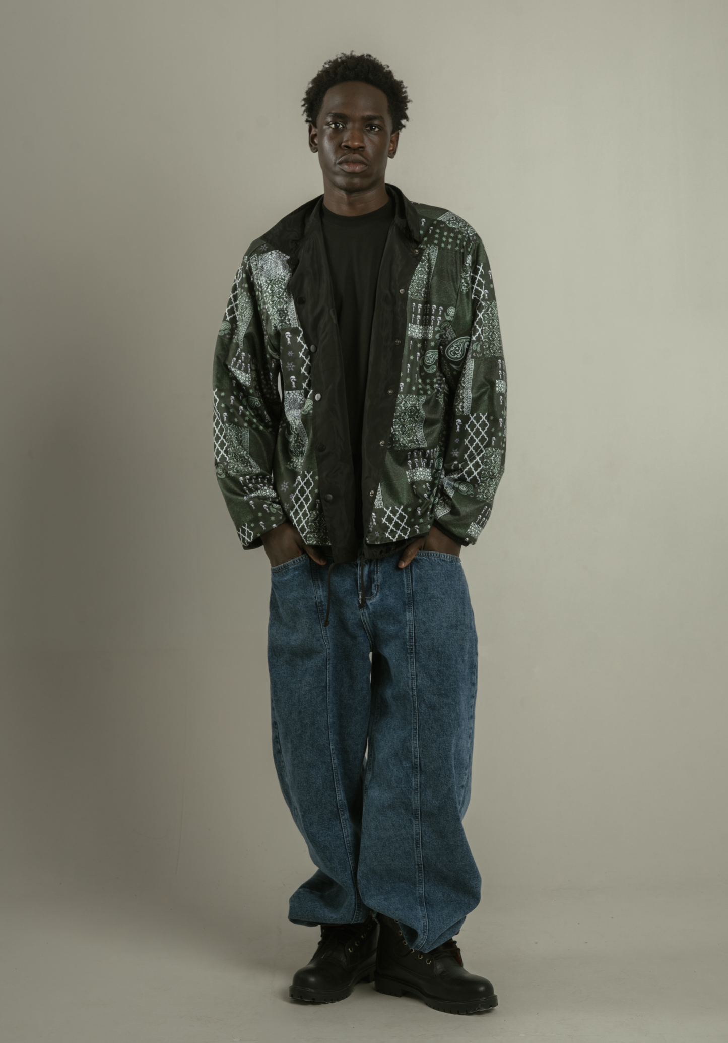 Moroccan Richa Paisley Coach Jacket- Black