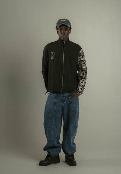 RIQSHA Tracksuit Jacket- Black/Beige