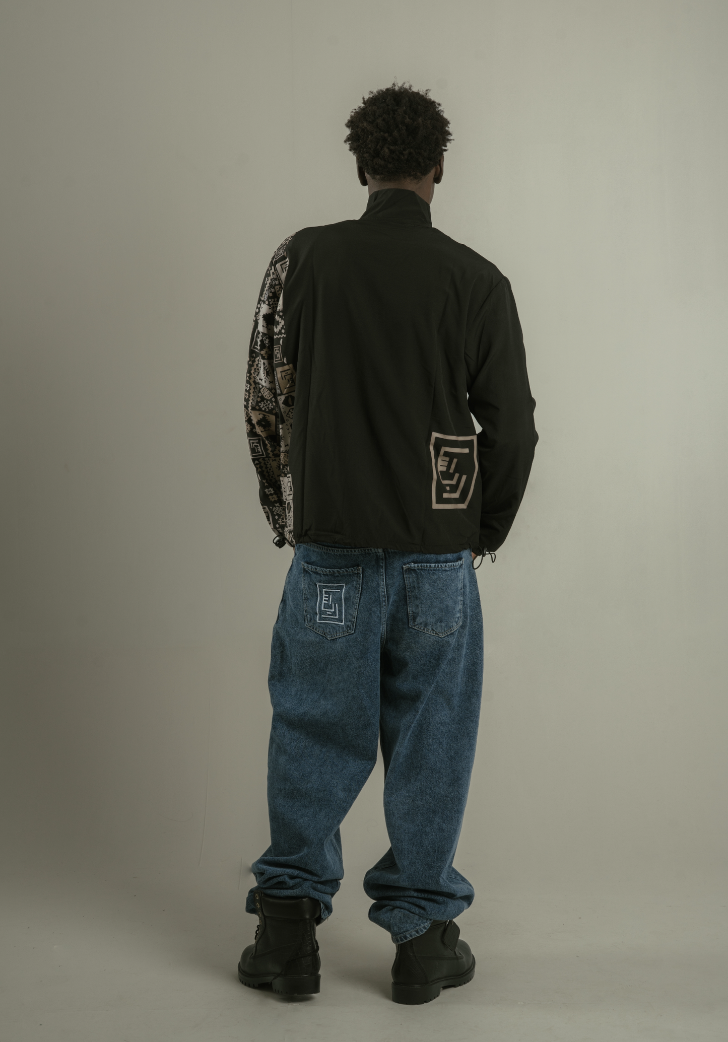 RIQSHA Tracksuit Jacket- Black/Beige