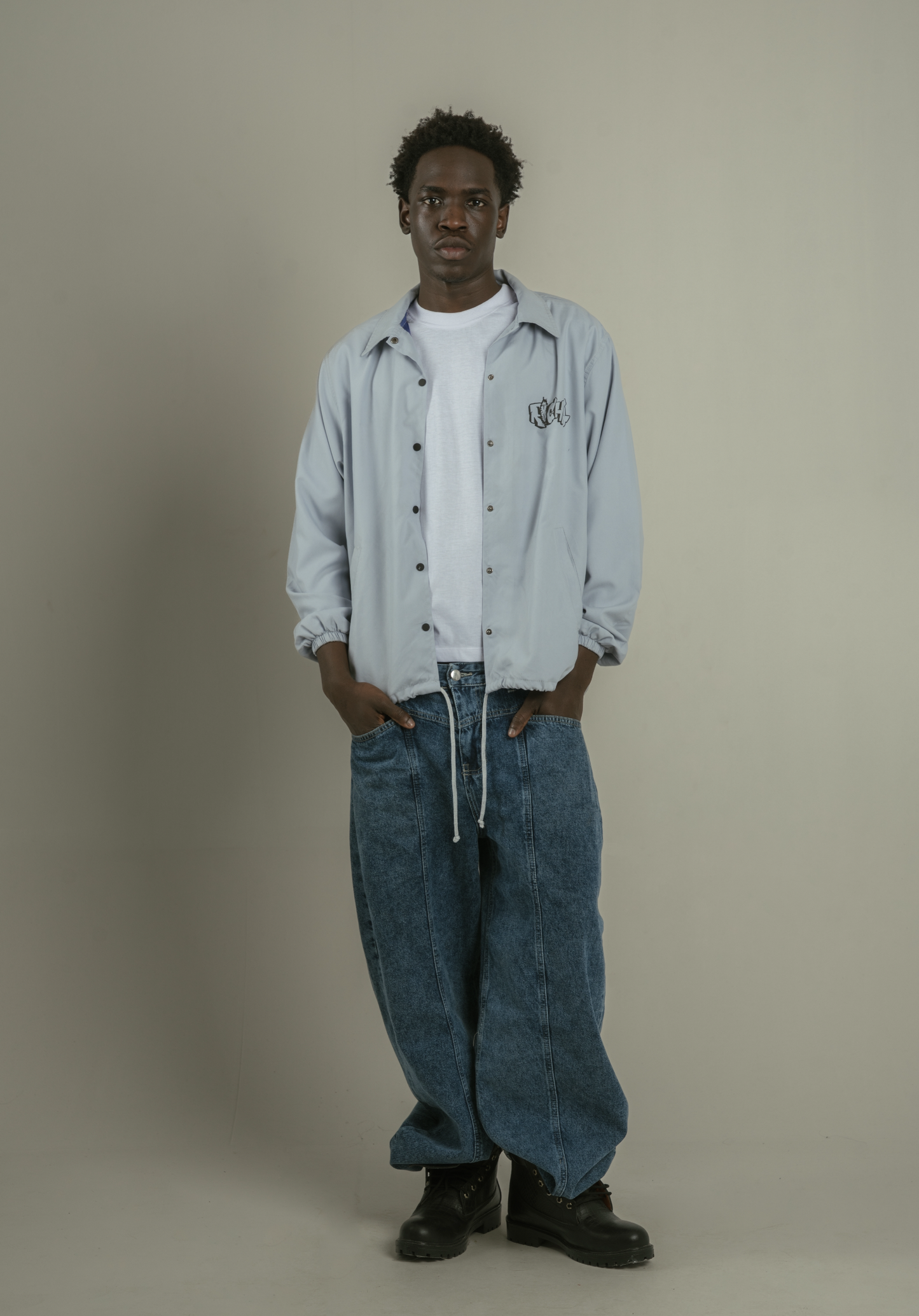 Moroccan Richa Paisley Coach Jacket- Grey