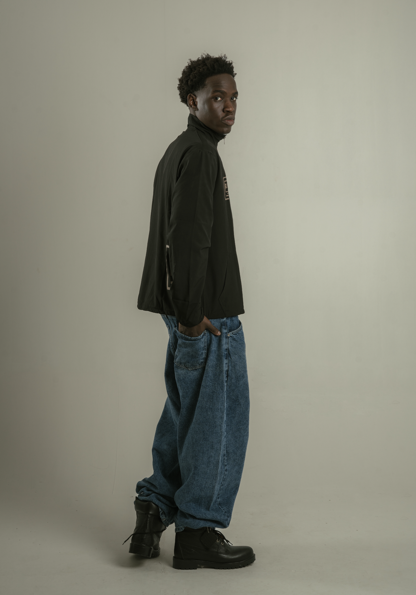 RIQSHA Tracksuit Jacket- Black/Beige