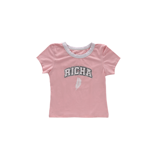 RICHA BABY TEE - PINK/WHITE SS