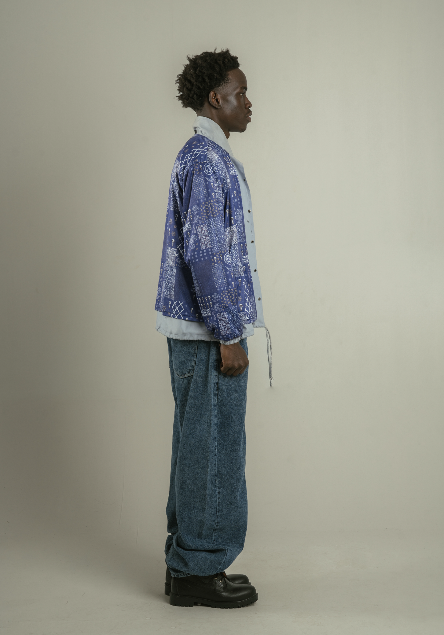 Moroccan Richa Paisley Coach Jacket- Grey