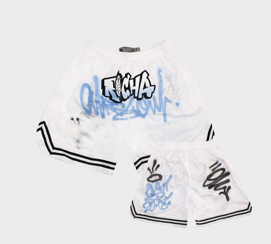 Richa X Toxik Graffiti Basketball Shorts- White