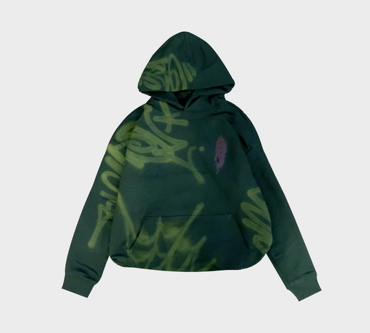 Graffiti Hoodie- Olive