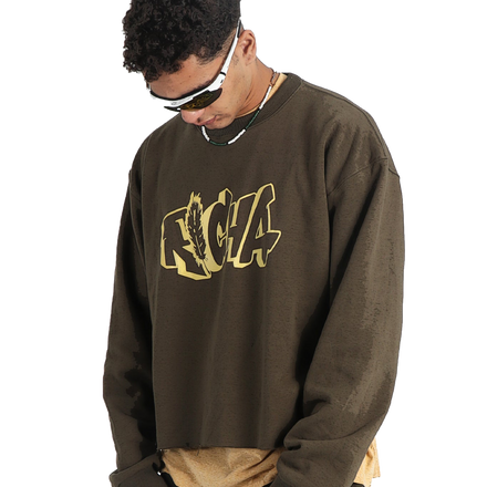 Olive Snipped Crew Neck